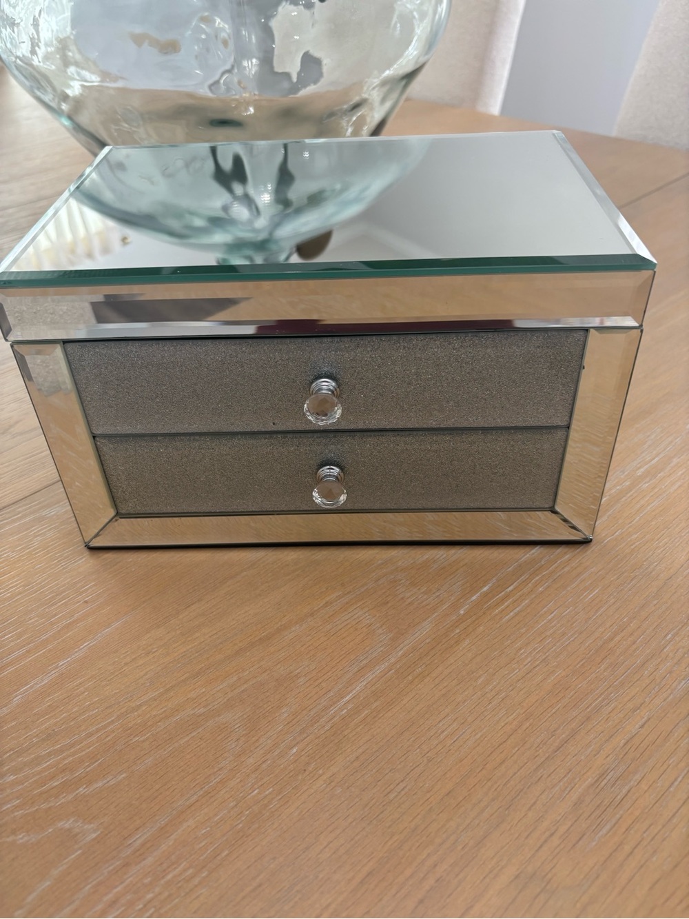 Mirrored Two-Drawer Jewelry Box in Silver